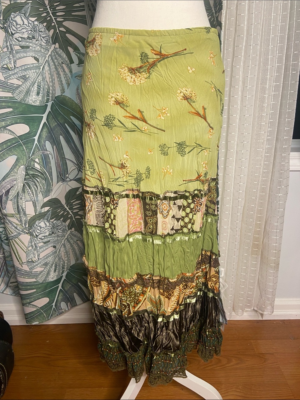 Bacci Green Floral Boho Y2K Fairycore Women’s Skirt